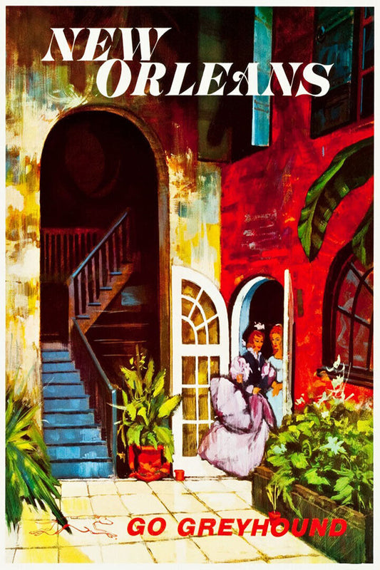 New Orleans Greyhound Bus Line 1960s Vintage Us Travel Poster Wall Art Print Home Wall Decor - xonomax