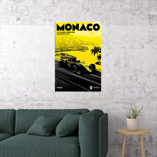 Monaco Grand Prix 2019 Vintage Racing Travel Poster Wall Art Print Home Wall Decor - xonomax