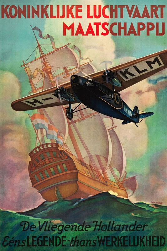 Klm Dutch Airline Flying Dutchman 1928 Vintage Travel Poster Wall Art Print Home Wall Decor - xonomax
