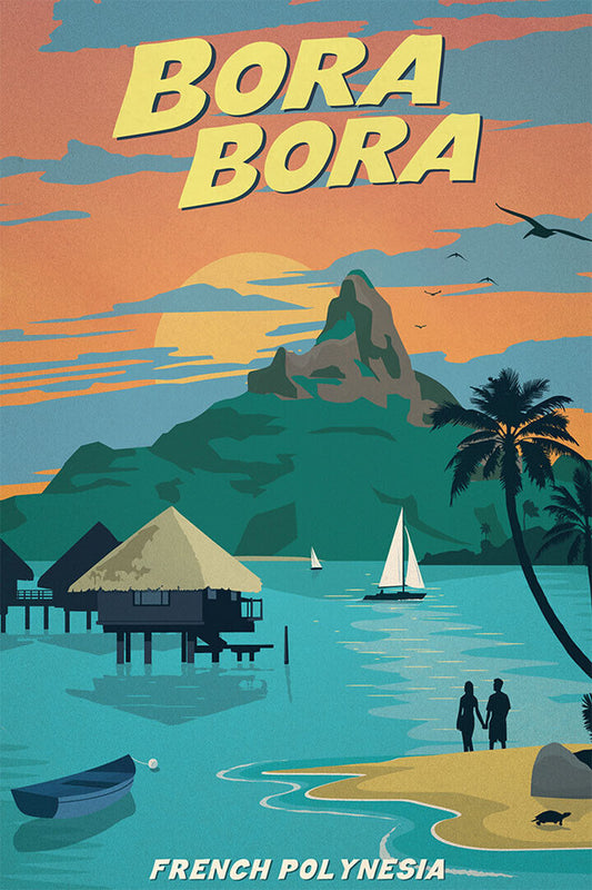Bora Bora French Polynesia Landscape Travel Poster Wall Art Print Home Wall Decor - xonomax