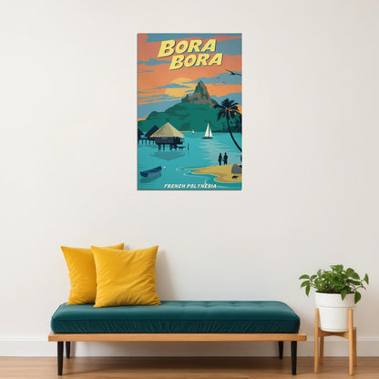 Bora Bora French Polynesia Landscape Travel Poster Wall Art Print Home Wall Decor - xonomax