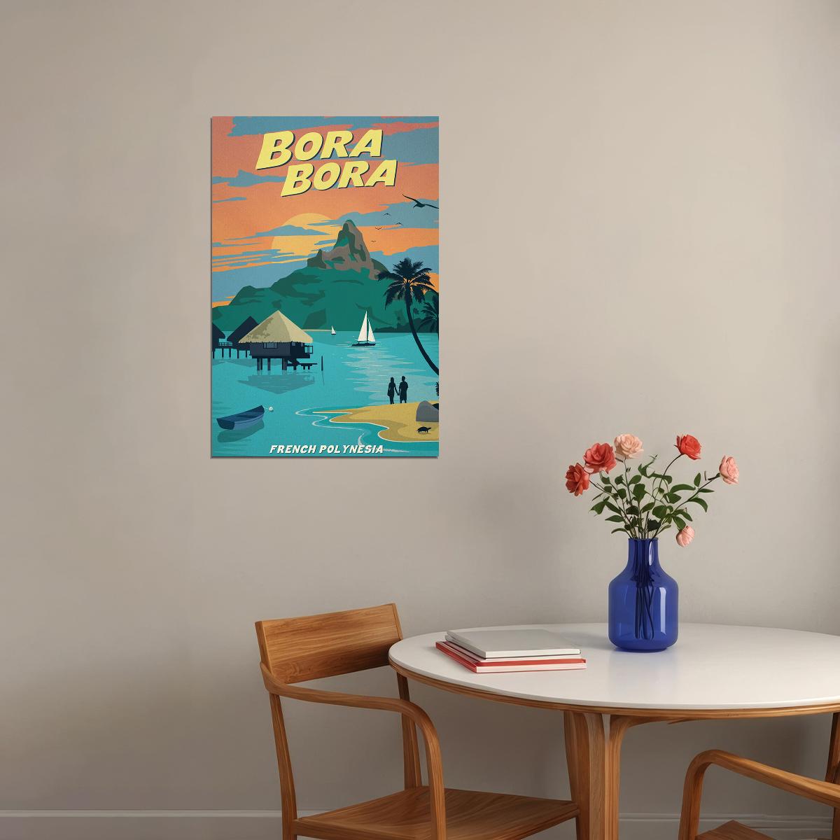 Bora Bora French Polynesia Landscape Travel Poster Wall Art Print Home Wall Decor - xonomax