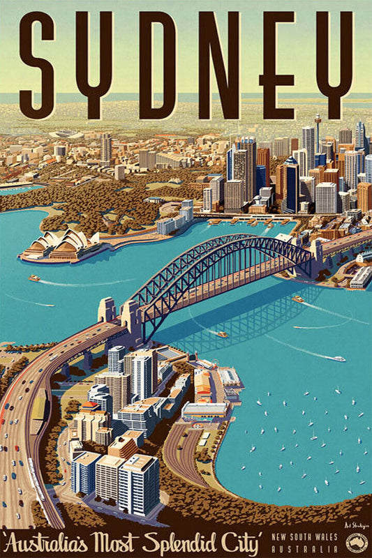 Sydney Australia City View Vintage Style Travel Poster Wall Art Print Home Wall Decor - xonomax