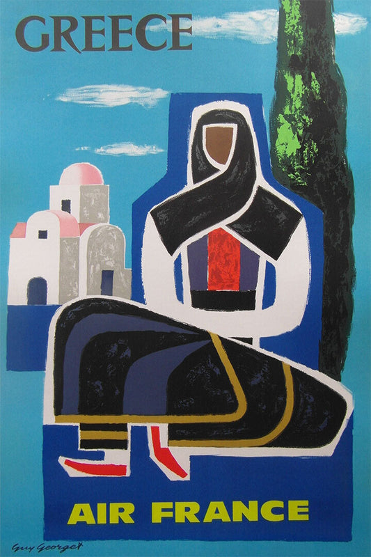 Air France Greece Vintage Airline Travel Poster Wall Art Print Home Wall Decor - xonomax