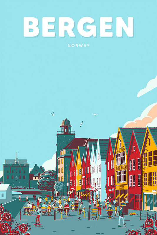 Bergen Norway Landscape Travel Vintage Style Poster Wall Art Print Home Wall Decor - xonomax