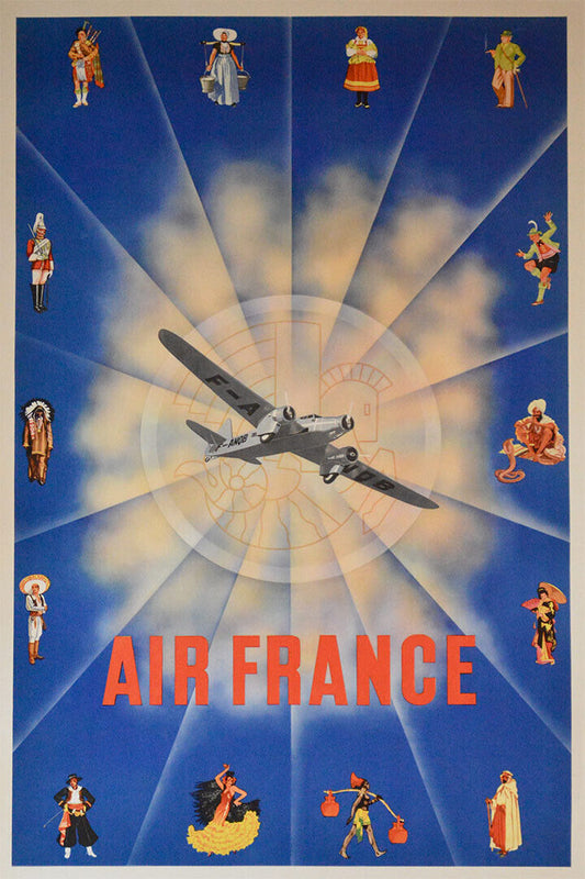 Air France French Line Vintage Airline Travel Poster Wall Art Print Home Wall Decor - xonomax