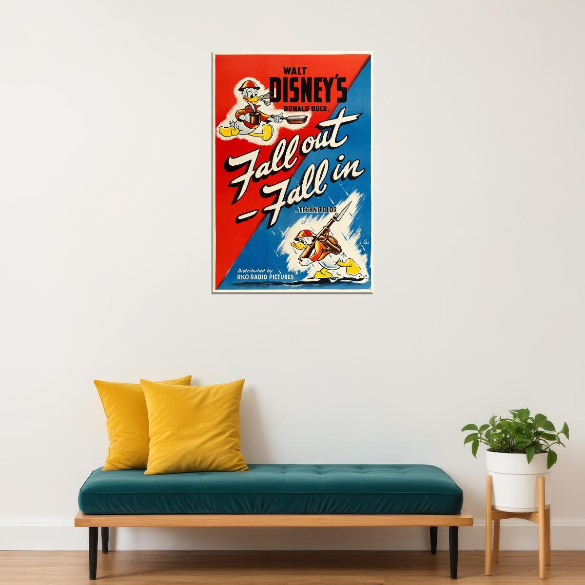 Duck Fall Out Fall In Ww2 1943 Cartoon Movie Poster Wall Art Print Home Wall Decor - xonomax