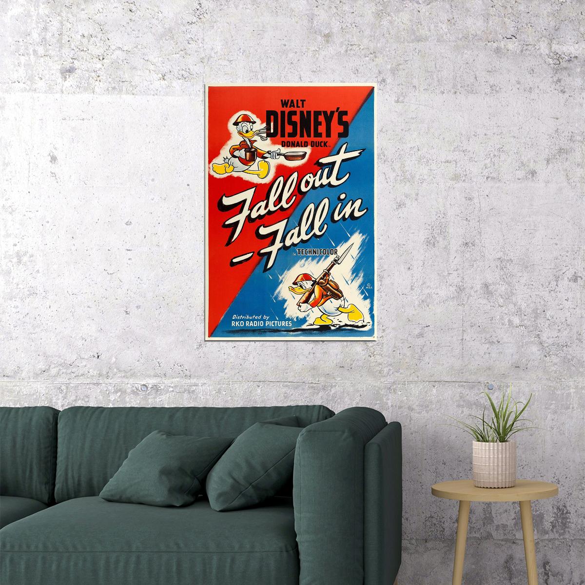 Duck Fall Out Fall In Ww2 1943 Cartoon Movie Poster Wall Art Print Home Wall Decor - xonomax