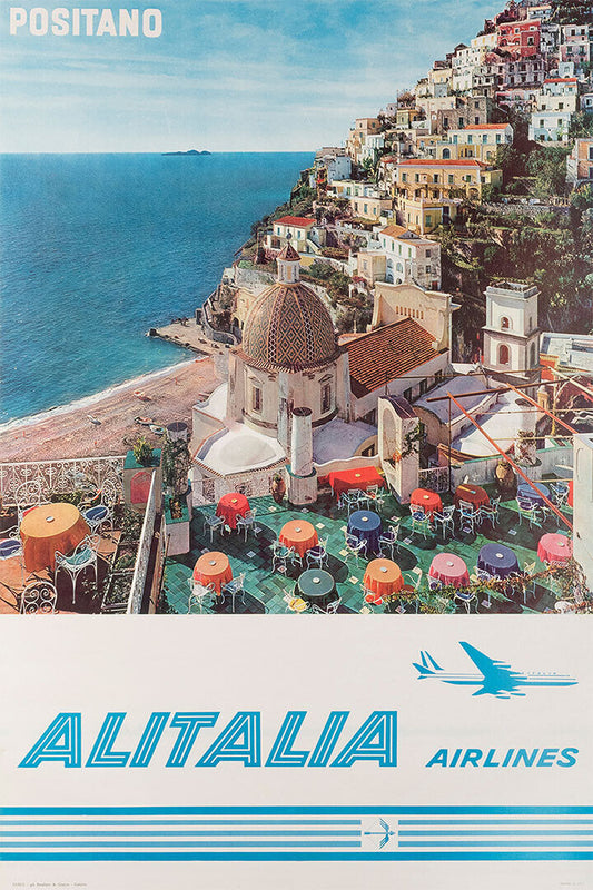 Alitalia Airlines Positano Italian Airline 1960s Vintage Poster Wall Art Print Home Wall Decor - xonomax