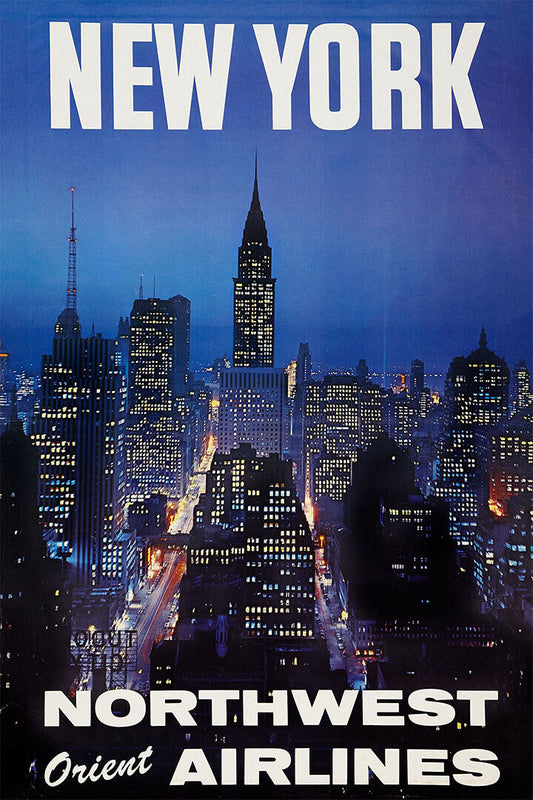 Northwest Airlines New York 1960s Vintage Travel Poster Wall Art Print Home Wall Decor - xonomax