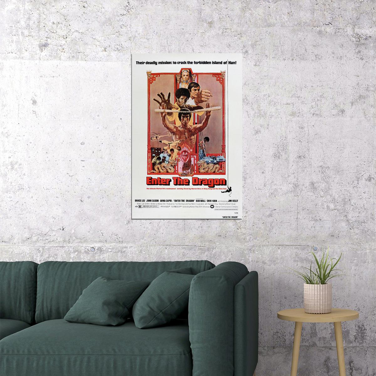 Enter The Dragon Bruce Lee Movie Action Thriller Poster Wall Art Print Home Wall Decor - xonomax