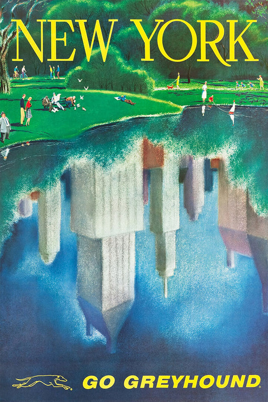 New York Greyhound Bus Line 1960s Vintage Us Travel Poster Wall Art Print Home Wall Decor - xonomax