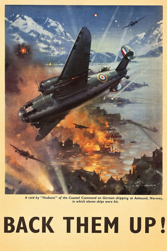 Back Them Up Raf Hudsons World War 2 Vintage Poster Wall Art Print Home Wall Decor - xonomax
