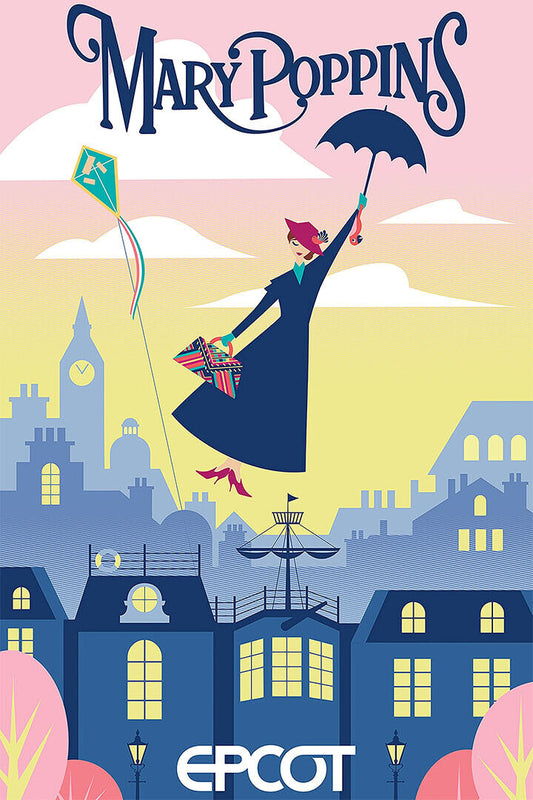 Epcot Center Attraction Mary Poppins Vintage Style Poster Wall Art Print Home Wall Decor - xonomax