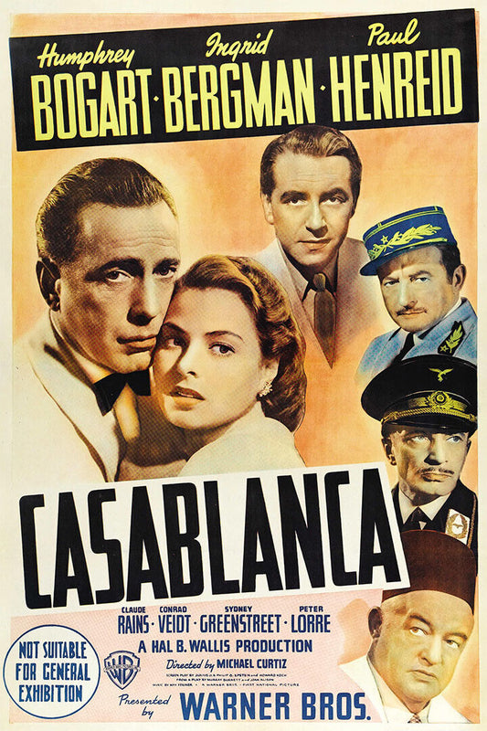 Casablanca Vintage Movie Drama Romantic War Poster Wall Art Print Home Wall Decor - xonomax
