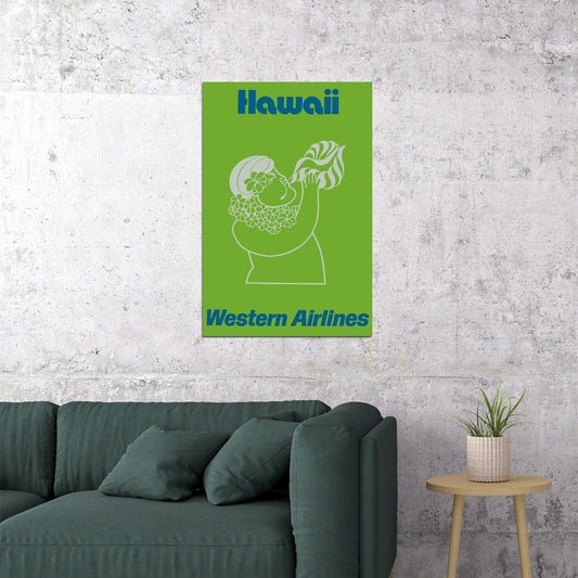Western Airlines Hawaii 1960s Vintage Airline Travel Poster Wall Art Print Home Wall Decor - xonomax