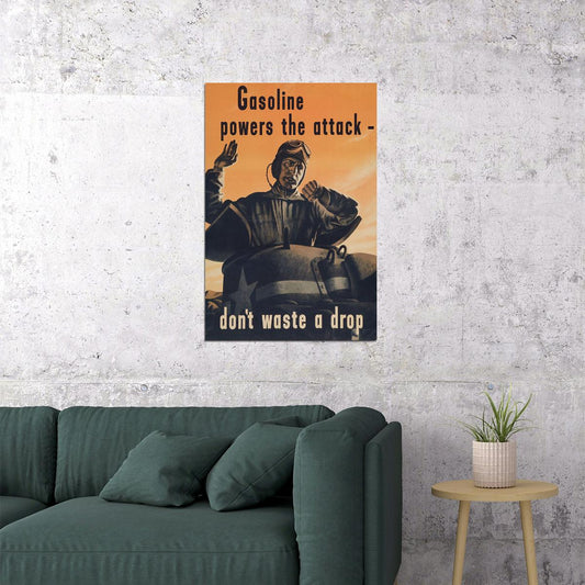 Tank World War 2 Gasoline Powers The Attack Vintage Poster Wall Art Print Home Wall Decor - xonomax
