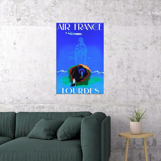 Air France Lourdes Vintage Airline Travel Poster Wall Art Print Home Wall Decor - xonomax