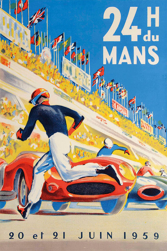 1959 Le Mans Race Car Vintage Style Auto Racing Poster Wall Art Print Home Wall Decor - xonomax