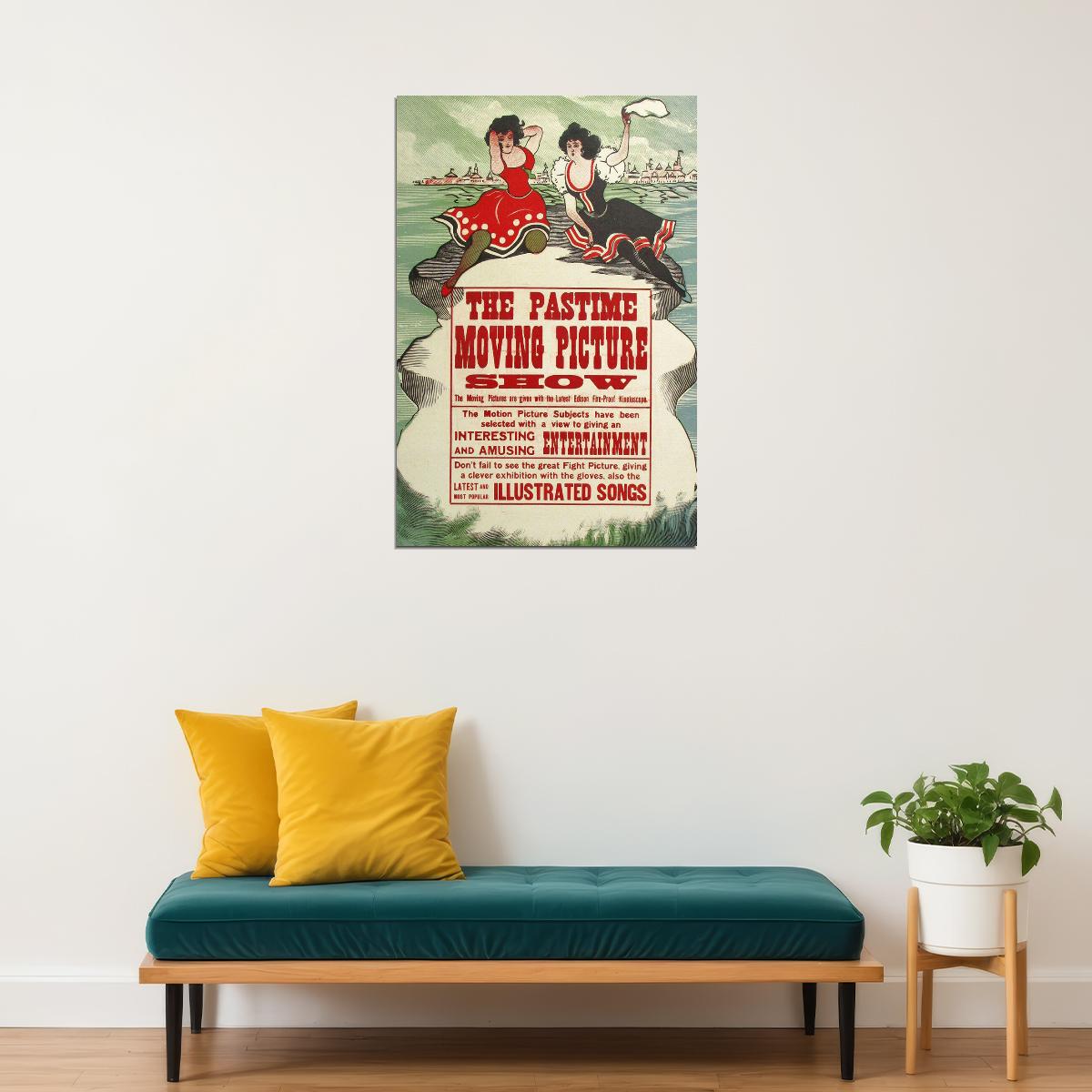 The Pastime Moving Picture Show 1913 Silent Movie Poster Wall Art Print Home Wall Decor - xonomax