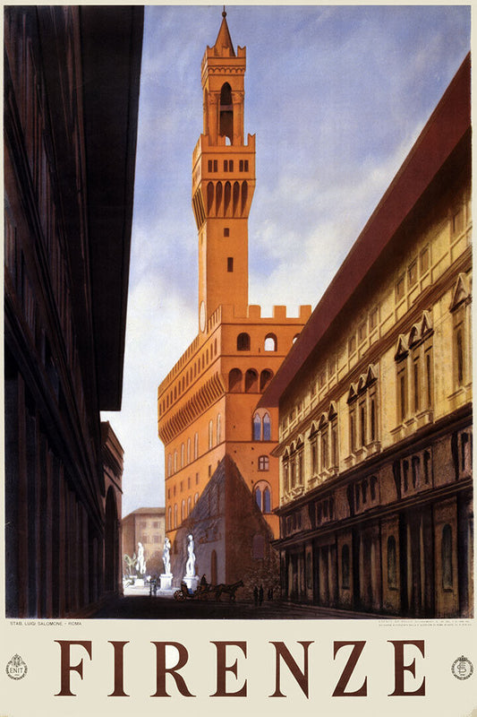1938 Tower Of The Palazzo Vecchio Florence Italy Travel Poster Wall Art Print Home Wall Decor - xonomax