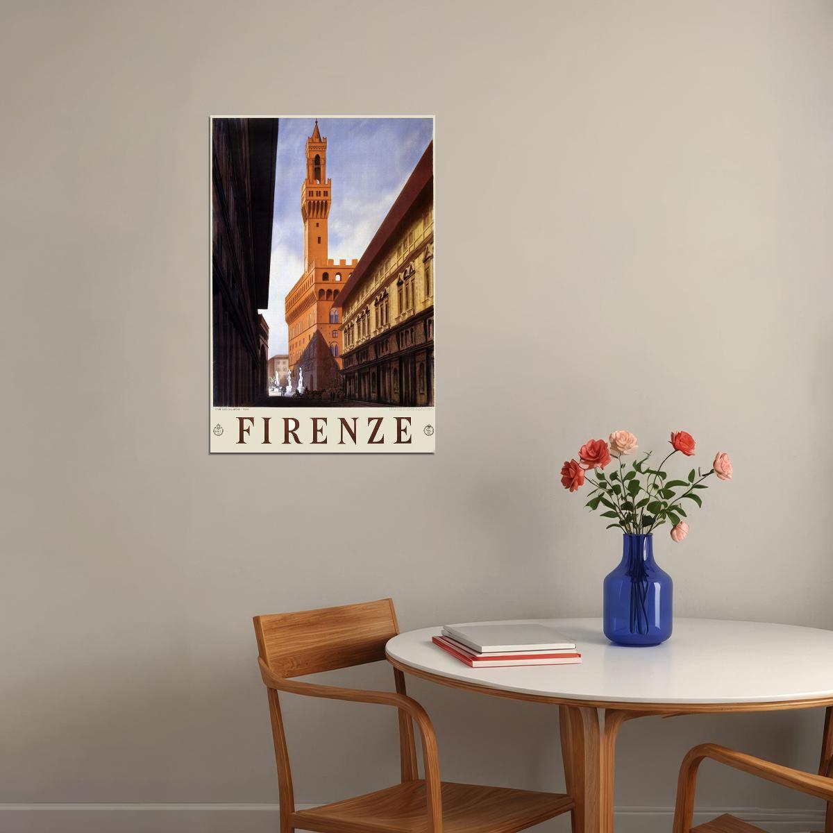 1938 Tower Of The Palazzo Vecchio Florence Italy Travel Poster Wall Art Print Home Wall Decor - xonomax
