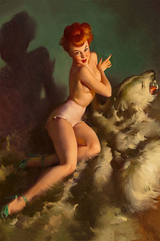 Scared Me Out Of My Skin 1940s Vintage Pin-up Bear Poster Wall Art Print Home Wall Decor