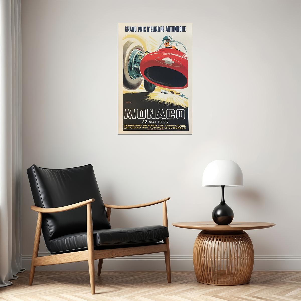 1955 Monaco Grand Prix Auto Racing Poster Wall Art Print Home Wall Decor - xonomax