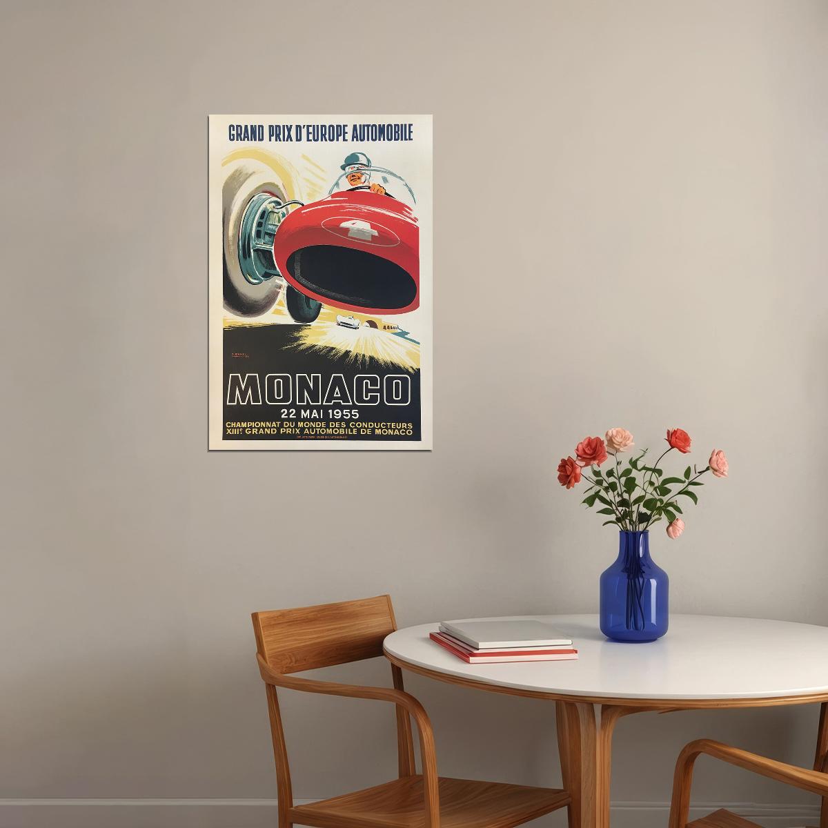 1955 Monaco Grand Prix Auto Racing Poster Wall Art Print Home Wall Decor - xonomax