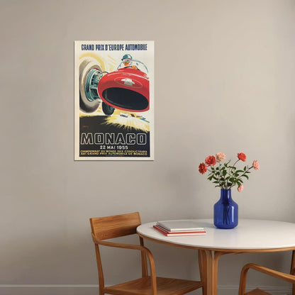 1955 Monaco Grand Prix Auto Racing Poster Wall Art Print Home Wall Decor - xonomax