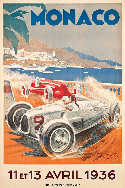 1936 Automotive Monaco Grand Prix Vintage Style Poster Wall Art Print Home Wall Decor - xonomax
