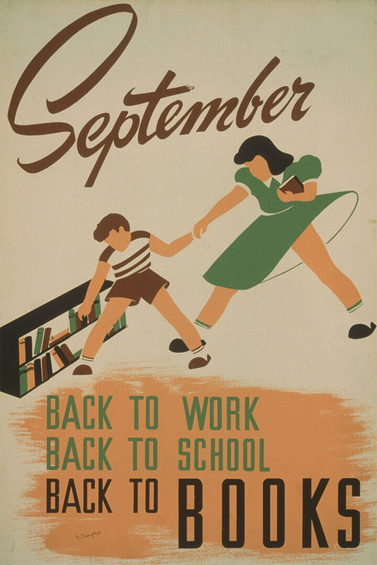 1938 Wpa Back To Work Back To Books Vintage Style Reading Poster Wall Art Print Home Wall Decor - xonomax