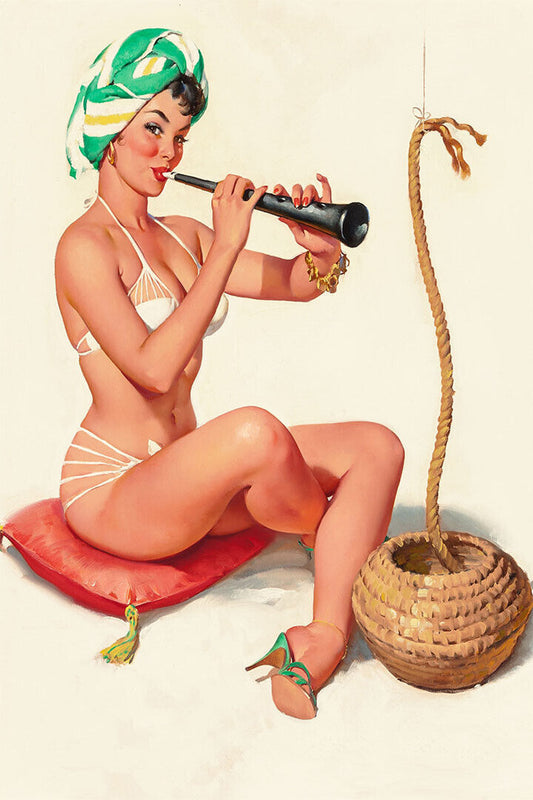 1960s Charming Snake Charmer Pin Up Poster Wall Art Print Home Wall Decor - xonomax