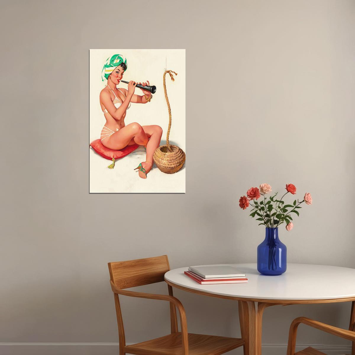 1960s Charming Snake Charmer Pin Up Poster Wall Art Print Home Wall Decor - xonomax