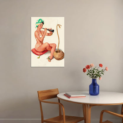 1960s Charming Snake Charmer Pin Up Poster Wall Art Print Home Wall Decor - xonomax