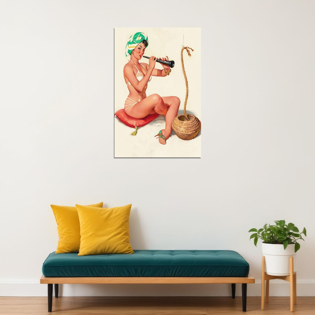 1960s Charming Snake Charmer Pin Up Poster Wall Art Print Home Wall Decor - xonomax