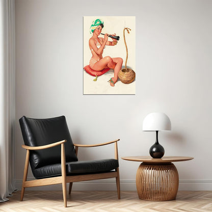 1960s Charming Snake Charmer Pin Up Poster Wall Art Print Home Wall Decor - xonomax