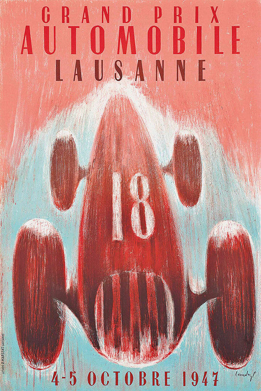 1940s Lausanne Grand Prix Automobile Vintage Auto Race Car Poster Wall Art Print Home Wall Decor - xonomax