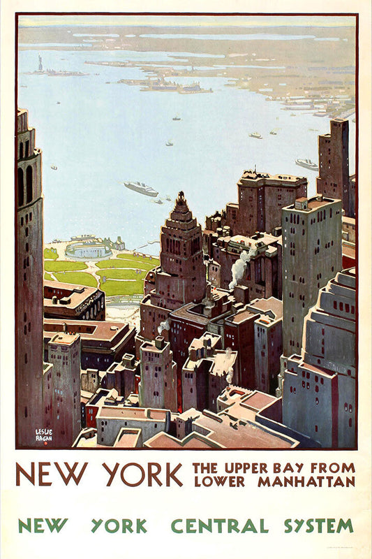 1920's Manhattan Upper Bay Ny Vintage Style Travel Poster Wall Art Print Home Wall Decor - xonomax