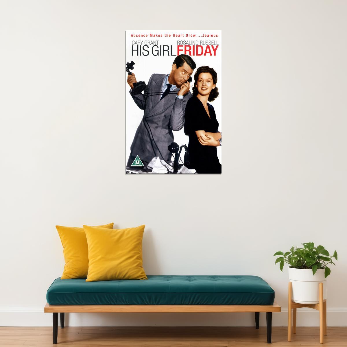 His Girl Friday Movie Comedy Drama Romance Poster Wall Art Print Home Wall Decor - xonomax