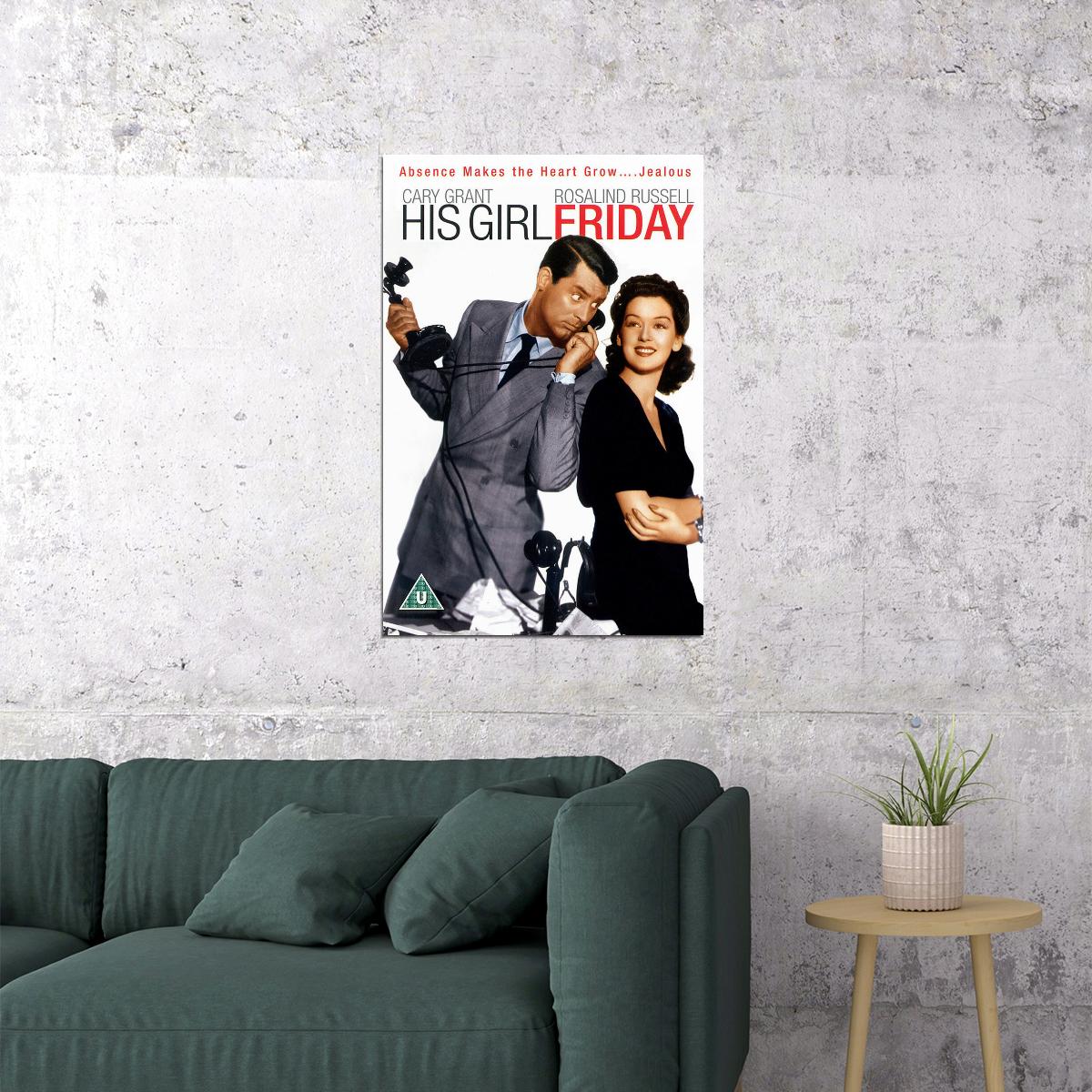 His Girl Friday Movie Comedy Drama Romance Poster Wall Art Print Home Wall Decor - xonomax