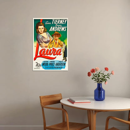 Laura 1944 Movie Drama Film Noir Mystery Poster Wall Art Print Home Wall Decor - xonomax