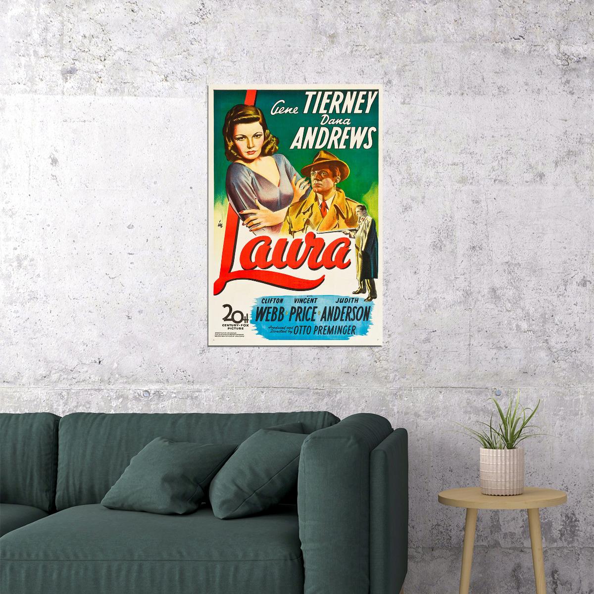 Laura 1944 Movie Drama Film Noir Mystery Poster Wall Art Print Home Wall Decor - xonomax