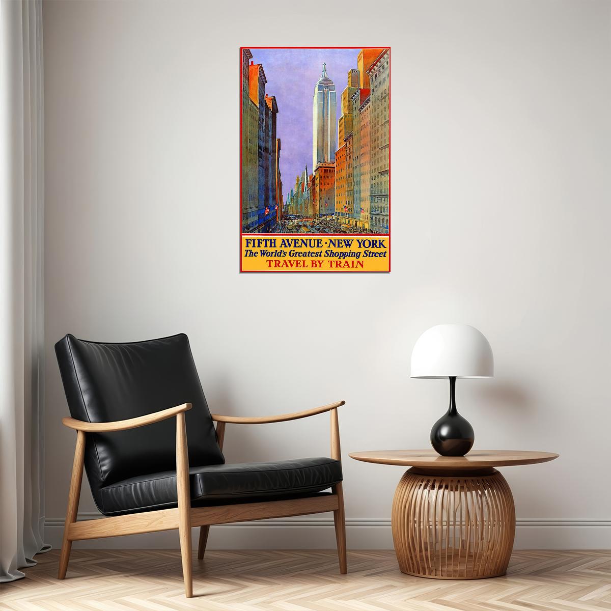 1932 5th Avenue Greatest Shopping Street Ny City Travel Poster Wall Art Print Home Wall Decor - xonomax