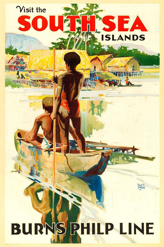 Visit The South Sea Islands Burns Philp Line Vintage Poster Wall Art Print Home Wall Decor - xonomax