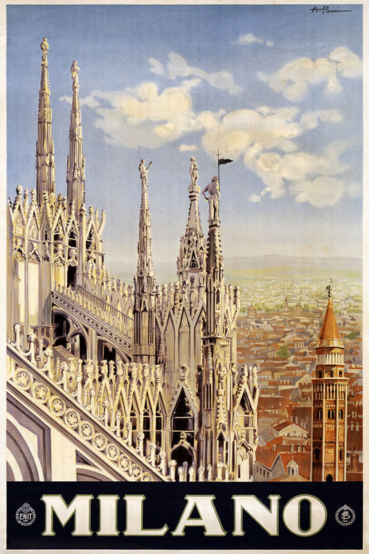 1920 Milano Italy Vintage Style Italian Travel Poster Wall Art Print Home Wall Decor - xonomax