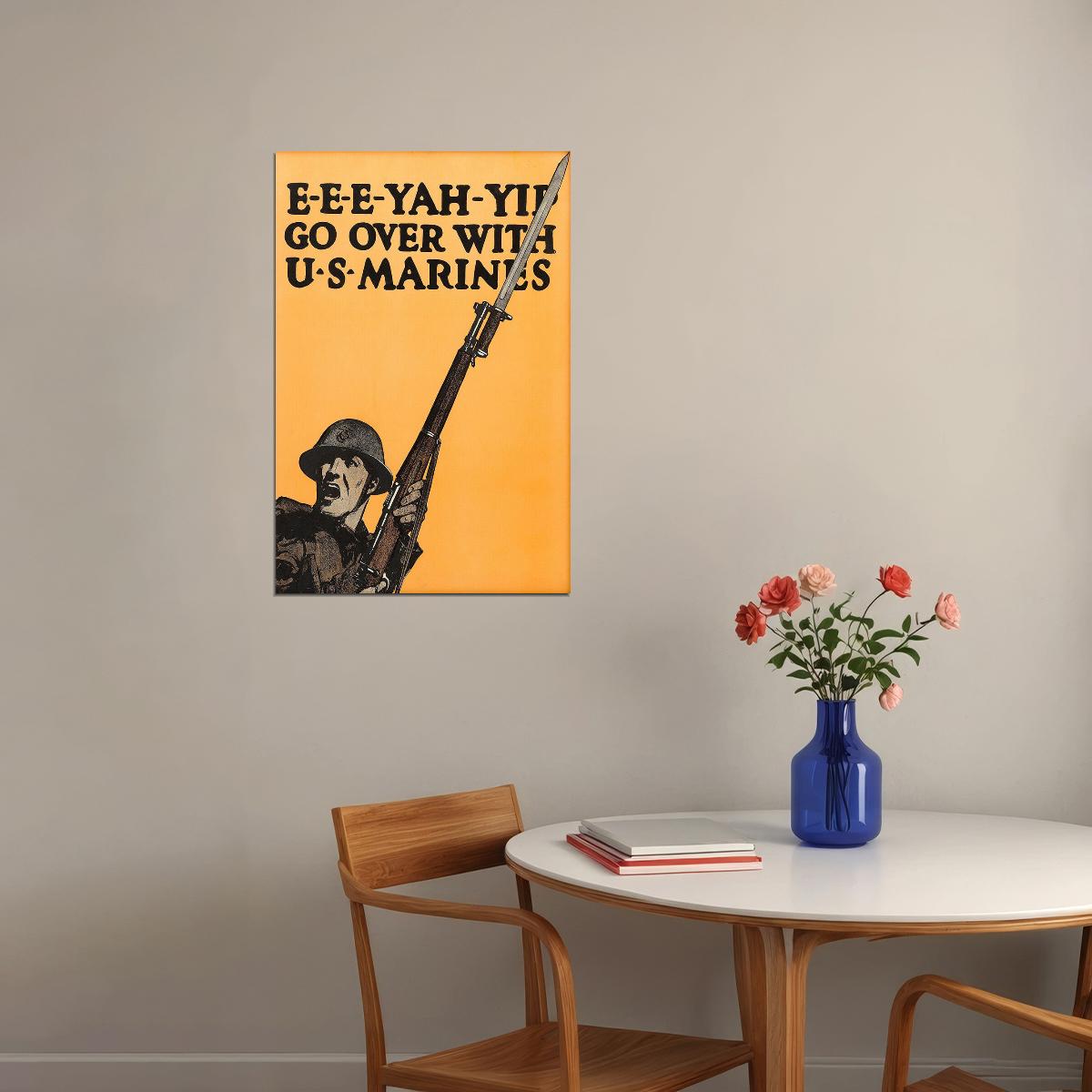 E-e-e-yah-yip Go Over With Us Marines 1917 WWI Poster Wall Art Print Home Wall Decor - xonomax