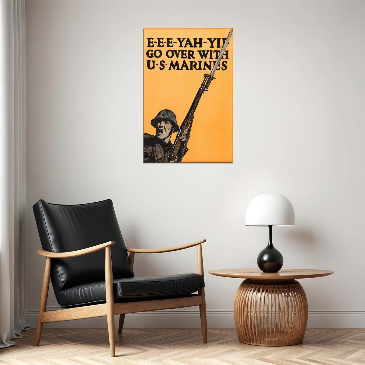 E-e-e-yah-yip Go Over With Us Marines 1917 WWI Poster Wall Art Print Home Wall Decor - xonomax
