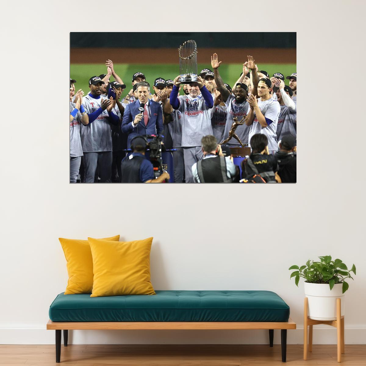 Texas 2023 Baseball Champions Lifting Trophy Poster Wall Art Print Home Wall Decor - xonomax