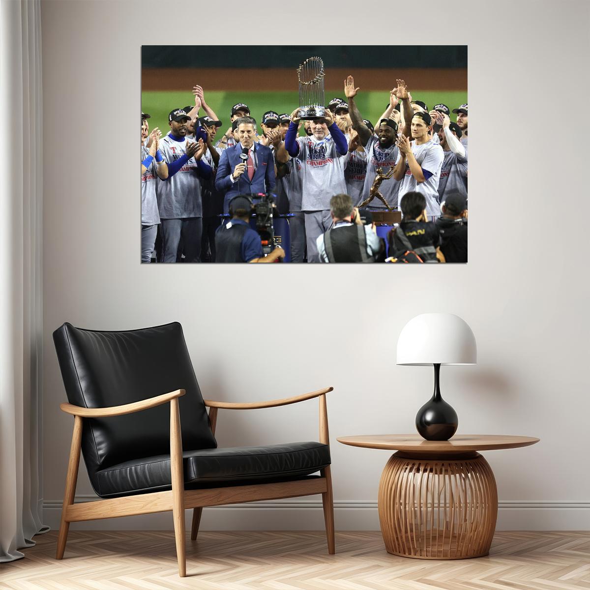 Texas 2023 Baseball Champions Lifting Trophy Poster Wall Art Print Home Wall Decor - xonomax